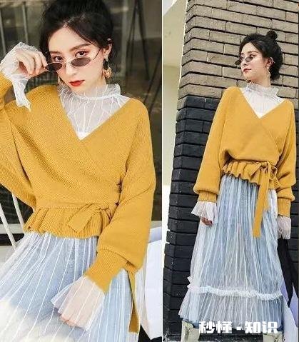 黄色V领毛衣内搭什么颜色的蕾丝好看