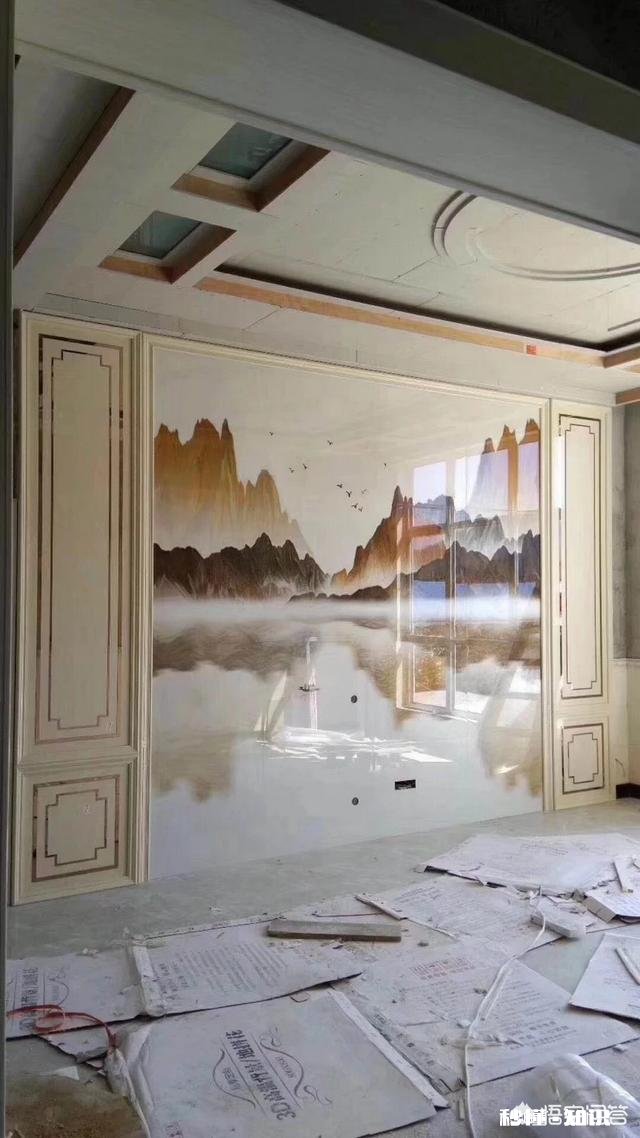 米黄墙布配哪种电视背景墙