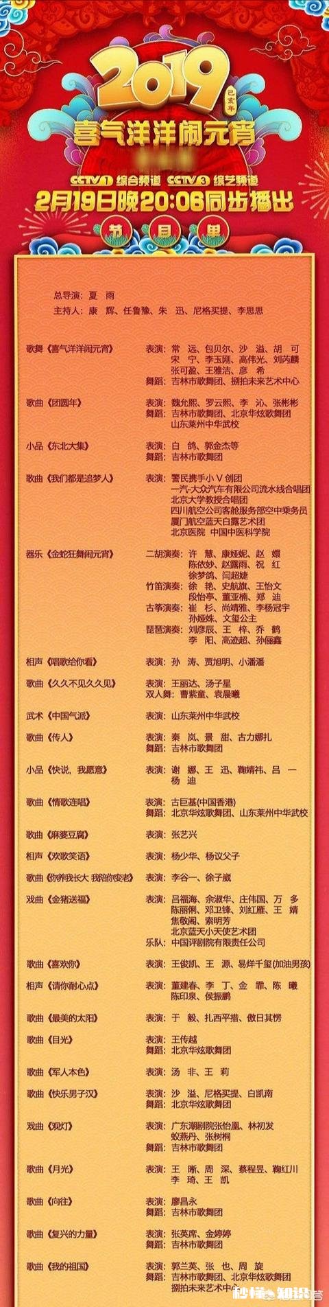 2019央视元宵晚会节目单出炉，歌舞相声小品精彩纷呈，都有哪些亮点谁是你最爱