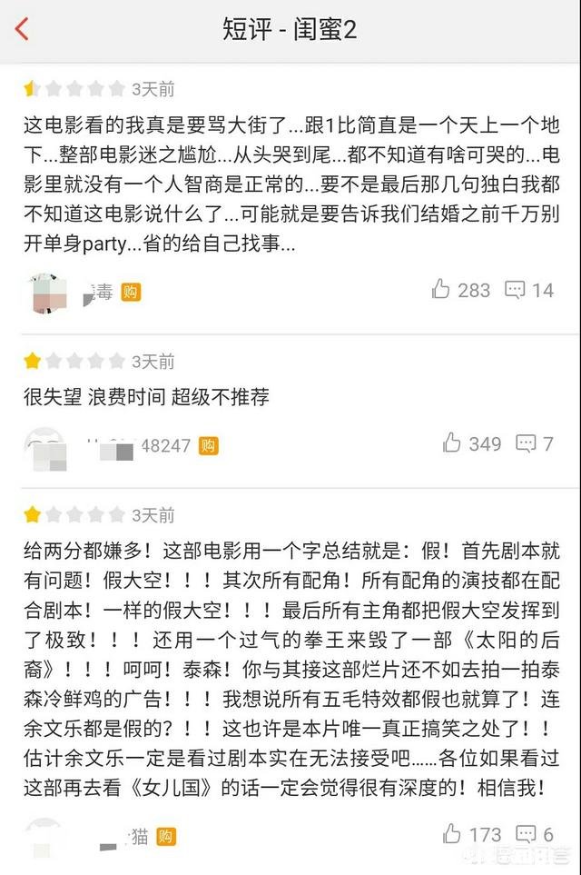 《闺蜜2》豆瓣评分2.8是否提前预定2018最烂片