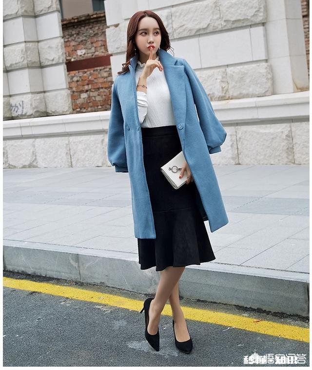 蓝色泡泡袖大衣配什么鞋子好看