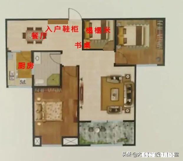 此房型，怎么二房变三房。99.1平